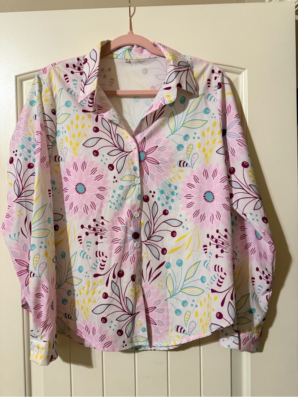 Floral Button-Up Shirt - Pink Multicolor